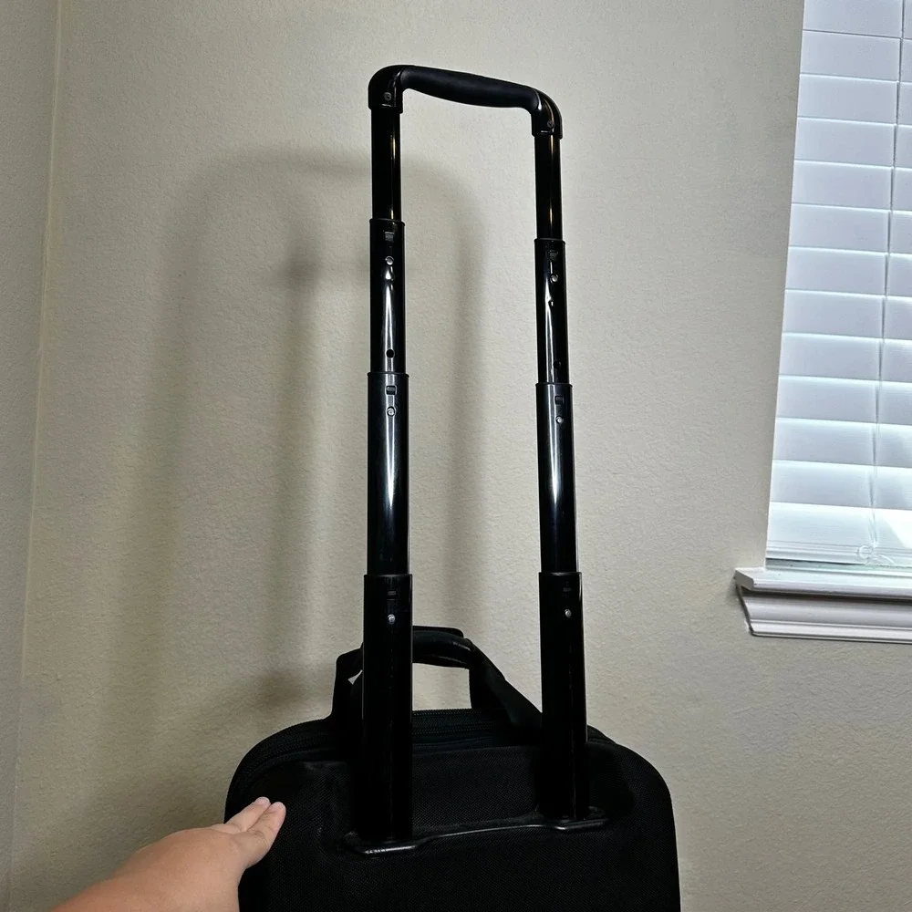 TUMI Alpha Black Ballistic Nylon Office Expandable Carry-On Roller Bag 26126DH